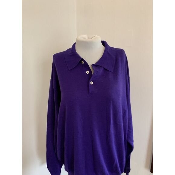 Peter Millar VTG Purple Silk Wool Cashmere Polo Sweater XL NWT Collar Button - Picture 4 of 14